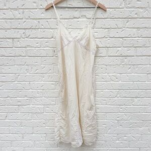 Vintage White Lace Trim Slip Dress Coquette Romantic Size 38 Beautiful Lingerie